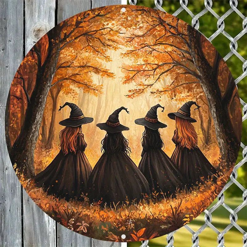 Autumn Witches Metal Sign for Samhain Halloween Decor-MoonChildWorld