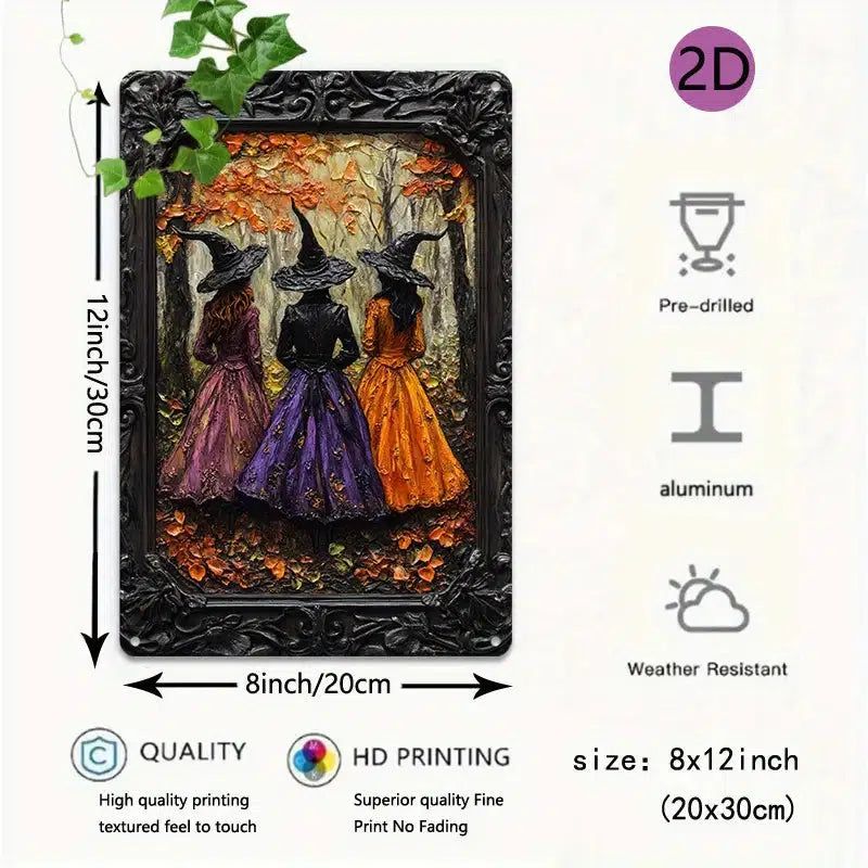 Enchanting Witch in the Forest Metal Sign Halloween Decor-MoonChildWorld