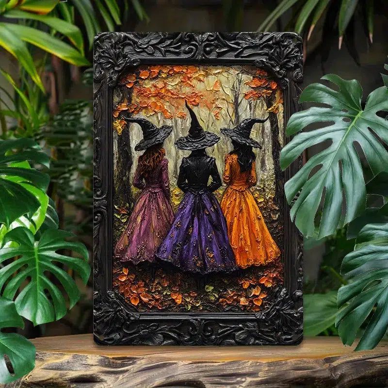 Enchanting Witch in the Forest Metal Sign Halloween Decor-MoonChildWorld