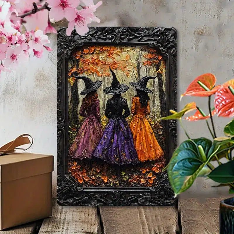 Enchanting Witch in the Forest Metal Sign Halloween Decor-MoonChildWorld