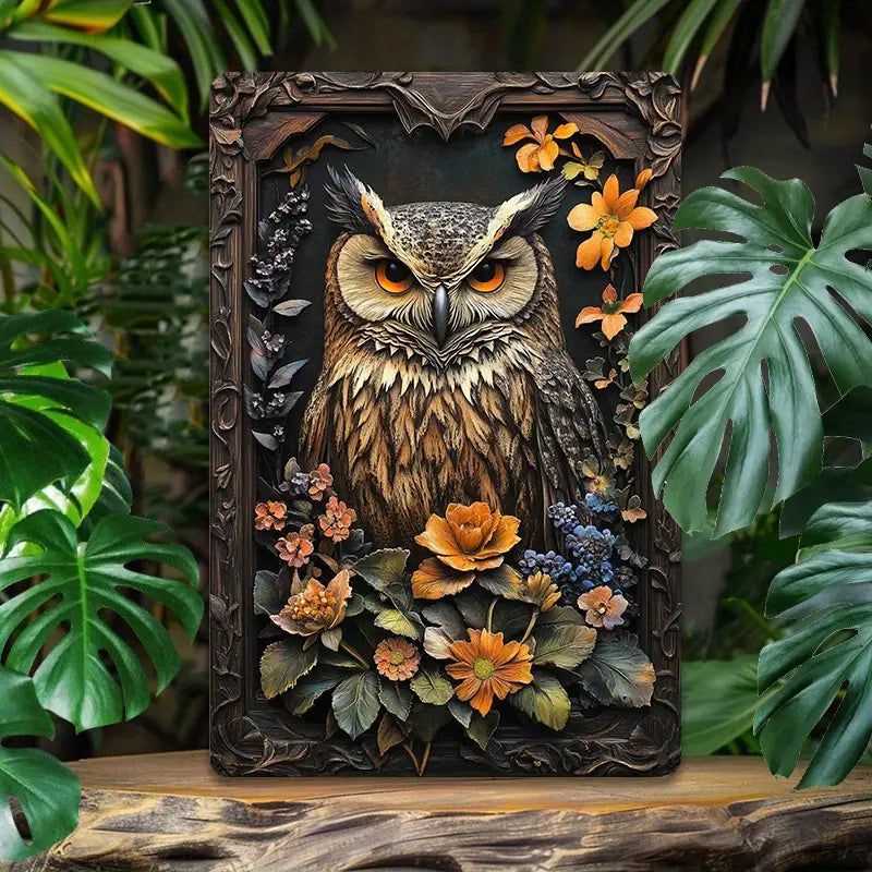 Charming Owl Wall Art Owl Metal Sign Spirit Animal Home Decor-MoonChildWorld