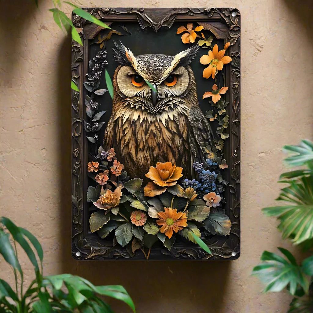 Charming Owl Wall Art Owl Metal Sign Spirit Animal Home Decor-MoonChildWorld