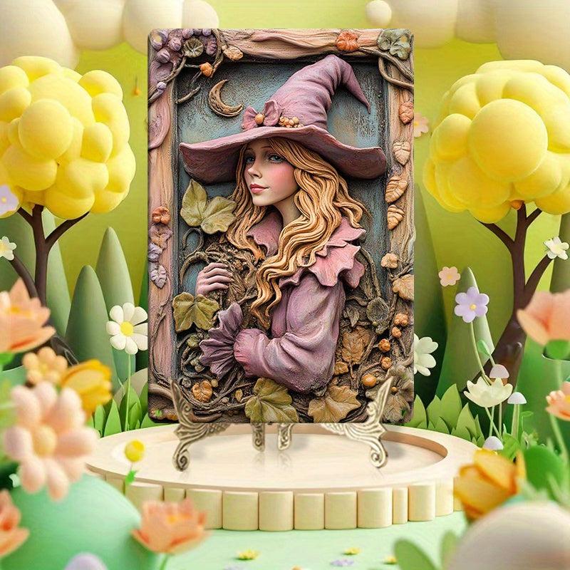 Enchanted Pink Witch Wall Art Wicca Home Decor Pagan Metal Sign-MoonChildWorld