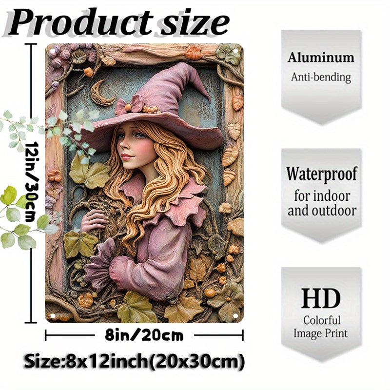 Enchanted Pink Witch Wall Art Wicca Home Decor Pagan Metal Sign-MoonChildWorld