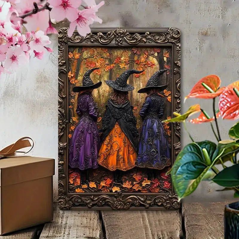 Enchanting Witch in the Forest Metal Sign Halloween Decor-MoonChildWorld