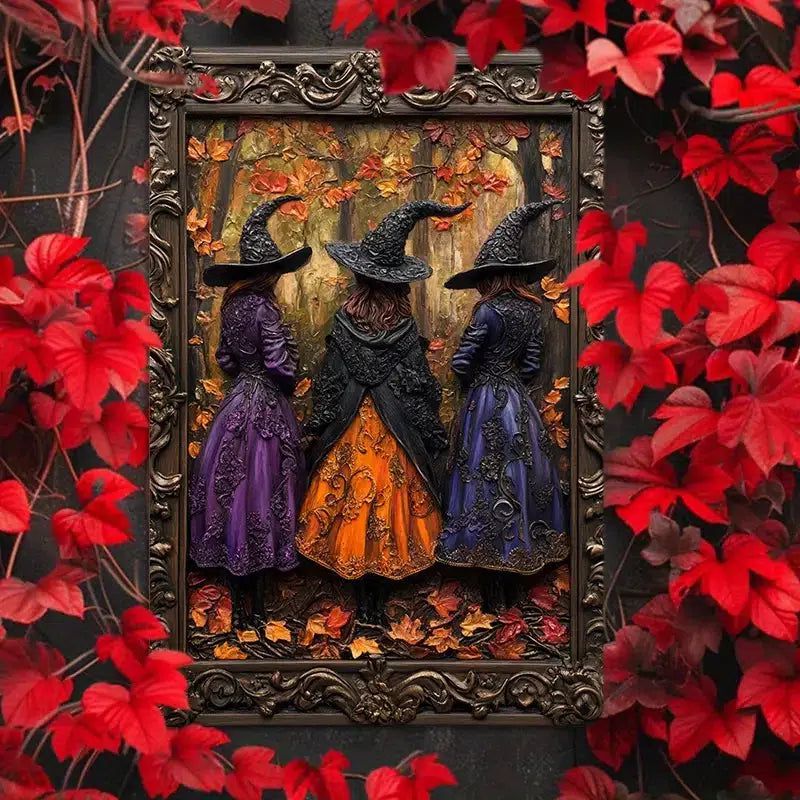 Enchanting Witch in the Forest Metal Sign Halloween Decor-MoonChildWorld