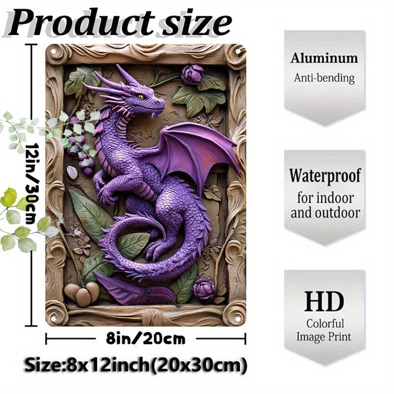 Dragon Wall Art Purple Dragon Metal Sign Home Decor-MoonChildWorld