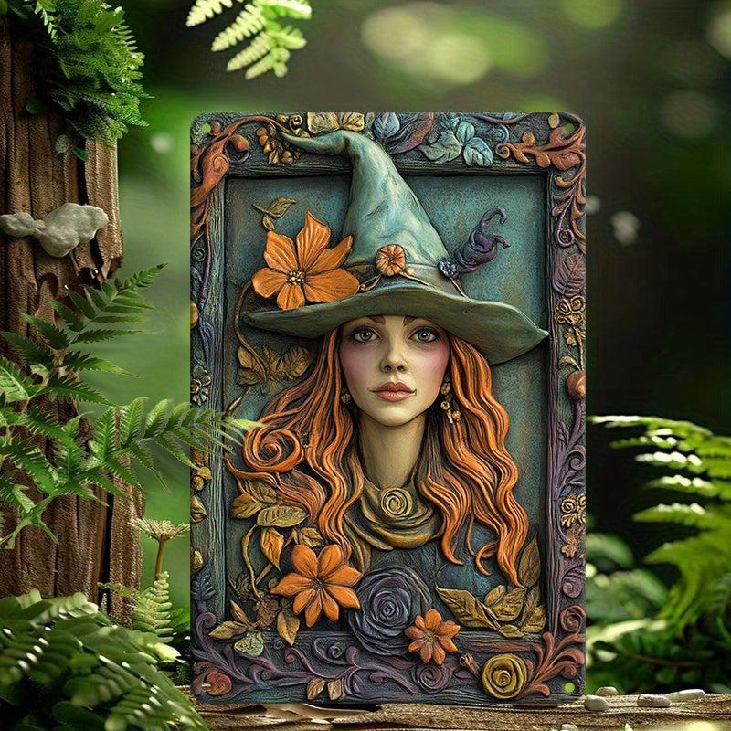 Enchanted Green Witch Wall Art Wicca Home Decor Pagan Metal Sign-MoonChildWorld