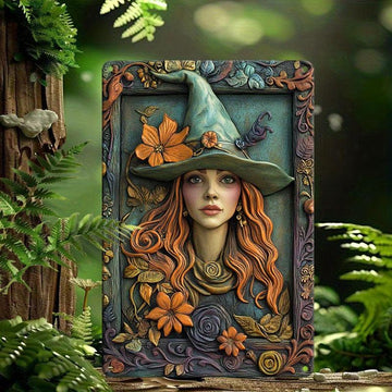 Enchanted Green Witch Wall Art Wicca Home Decor Pagan Metal Sign-MoonChildWorld