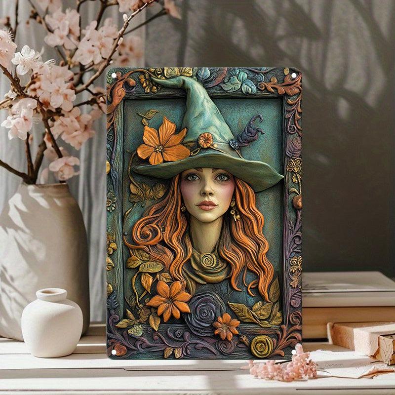 Enchanted Green Witch Wall Art Wicca Home Decor Pagan Metal Sign-MoonChildWorld