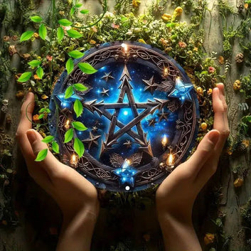 Magic Pentagram Wicca Metal Sign Pagan Decor