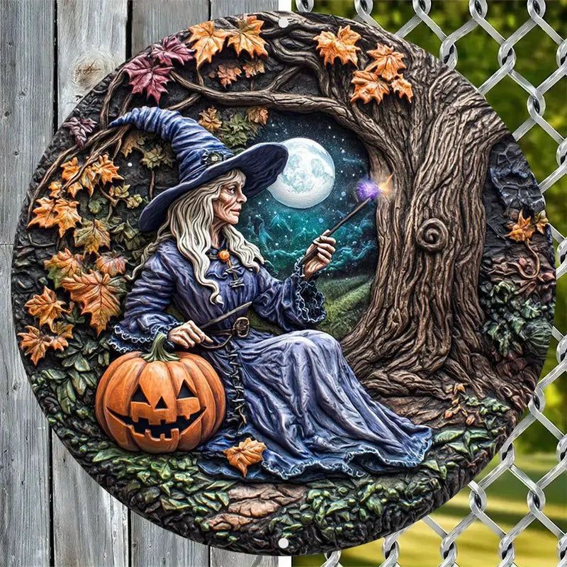 Enchanted Witch Wall Art Halloween Metal Sign Spooky Home Decor-MoonChildWorld