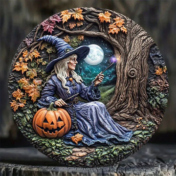 Enchanted Witch Wall Art Halloween Metal Sign Spooky Home Decor-MoonChildWorld