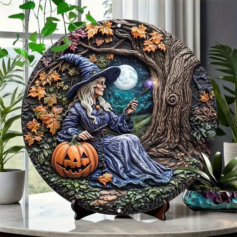 Enchanted Witch Wall Art Halloween Metal Sign Spooky Home Decor-MoonChildWorld