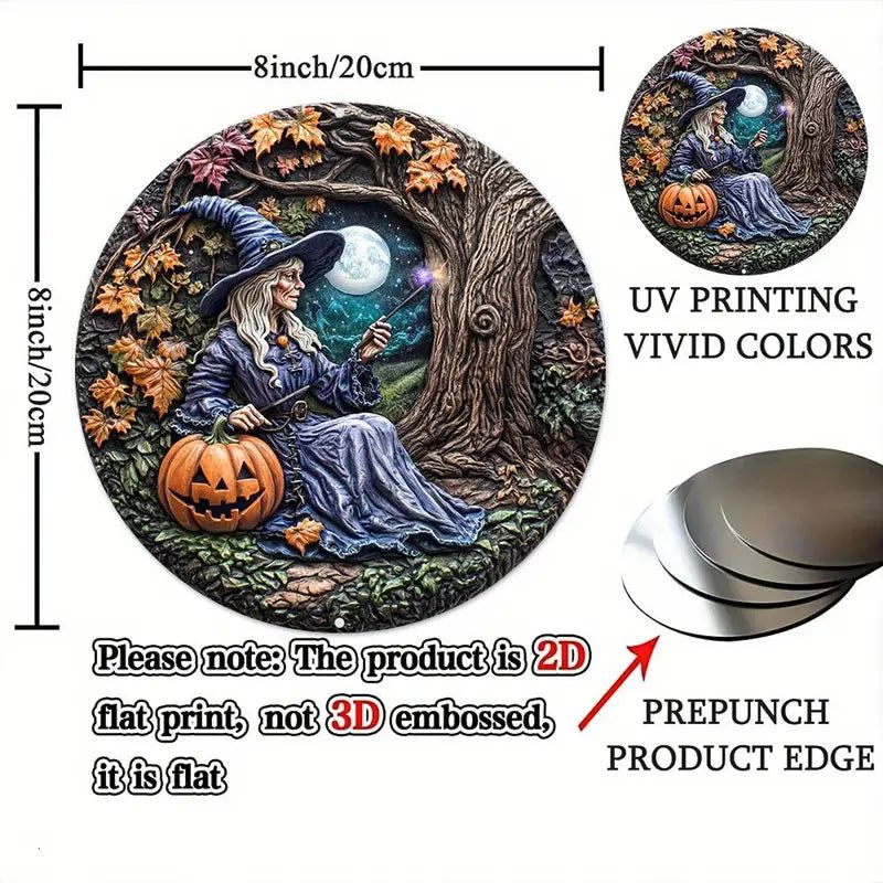 Enchanted Witch Wall Art Halloween Metal Sign Spooky Home Decor-MoonChildWorld