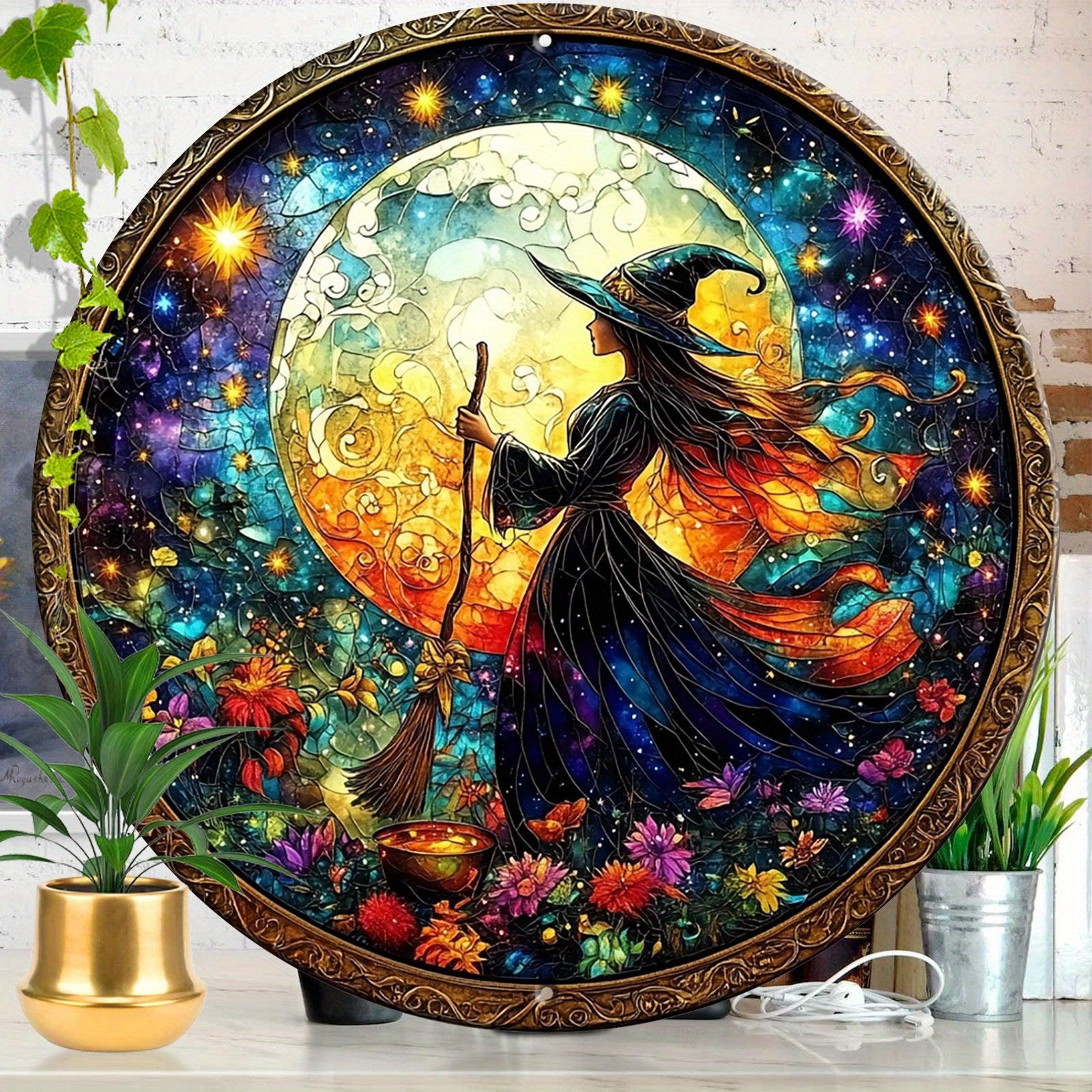 Christmas Witch Wall Art Wiccan Metal Sign for Pagan Yule Home Decorations-MoonChildWorld