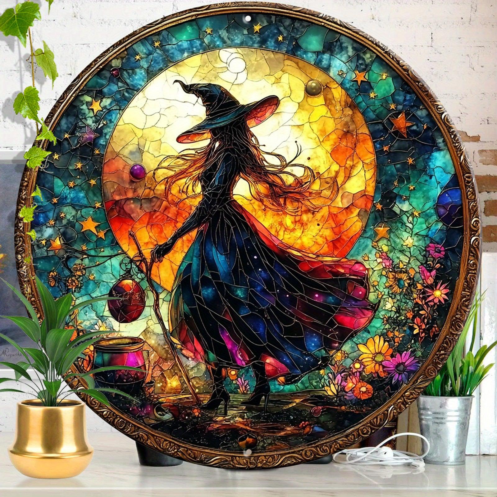 Christmas Witch Wall Art Wiccan Metal Sign for Pagan Yule Home Decorations-MoonChildWorld