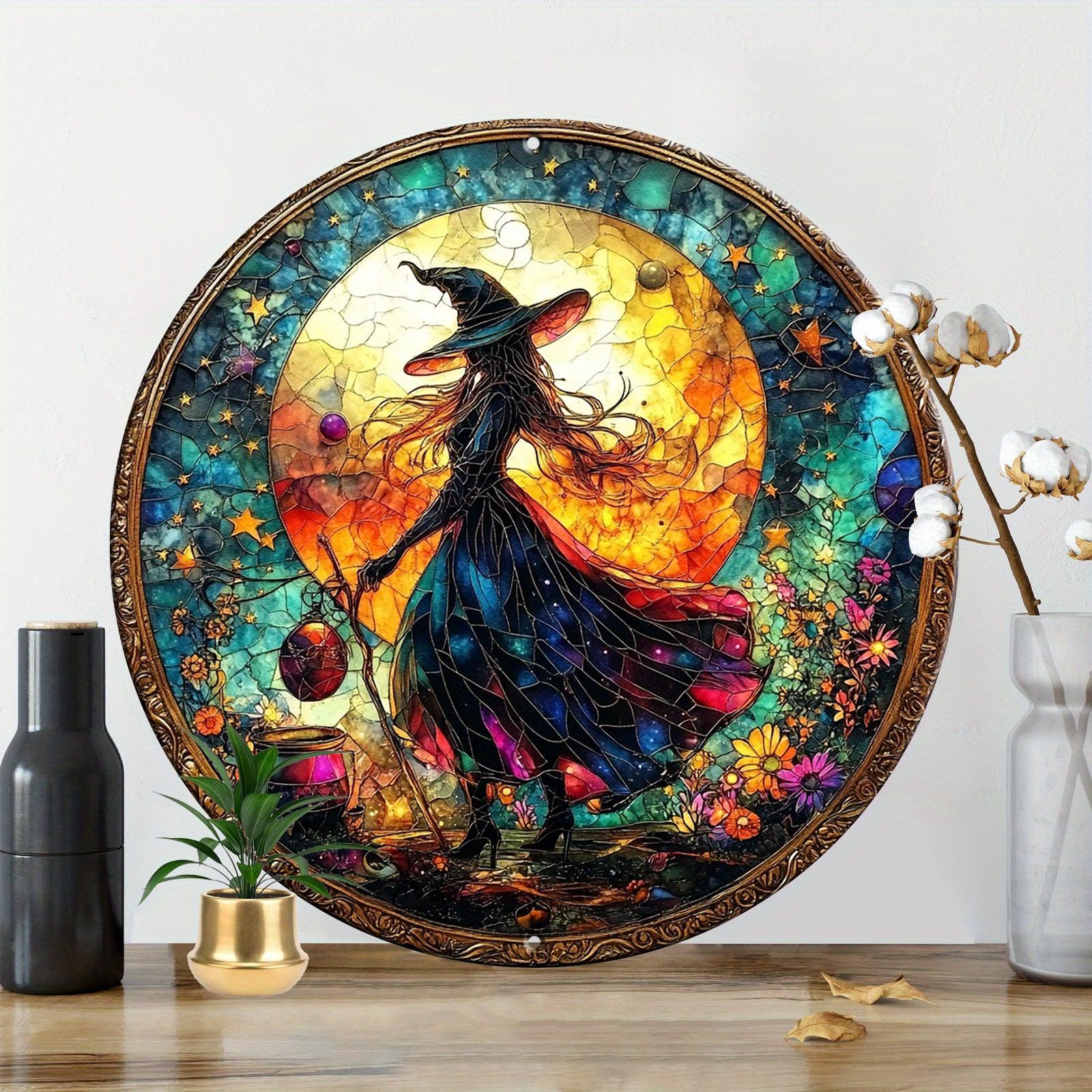 Christmas Witch Wall Art Wiccan Metal Sign for Pagan Yule Home Decorations-MoonChildWorld