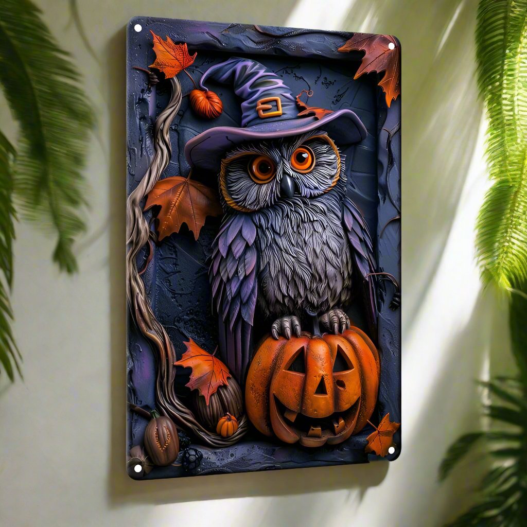 Wizard Owl Wall Art Owl Metal Sign Witchy Owl Decor-MoonChildWorld