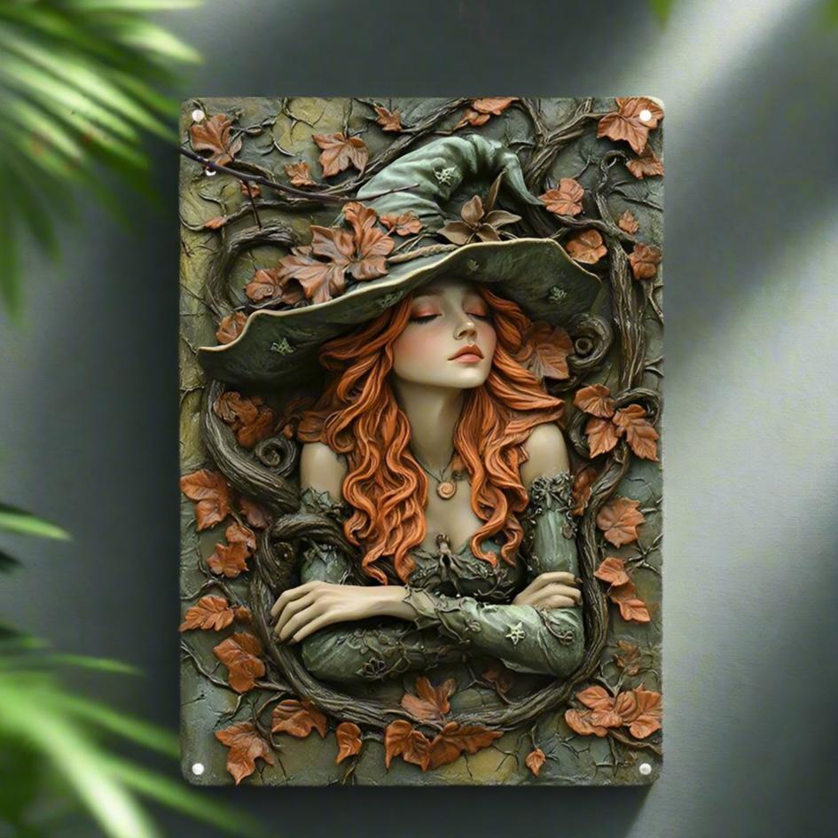 Enchanting Witch Wall Art Dark Witch Metal Sign Halloween Home Decor-MoonChildWorld