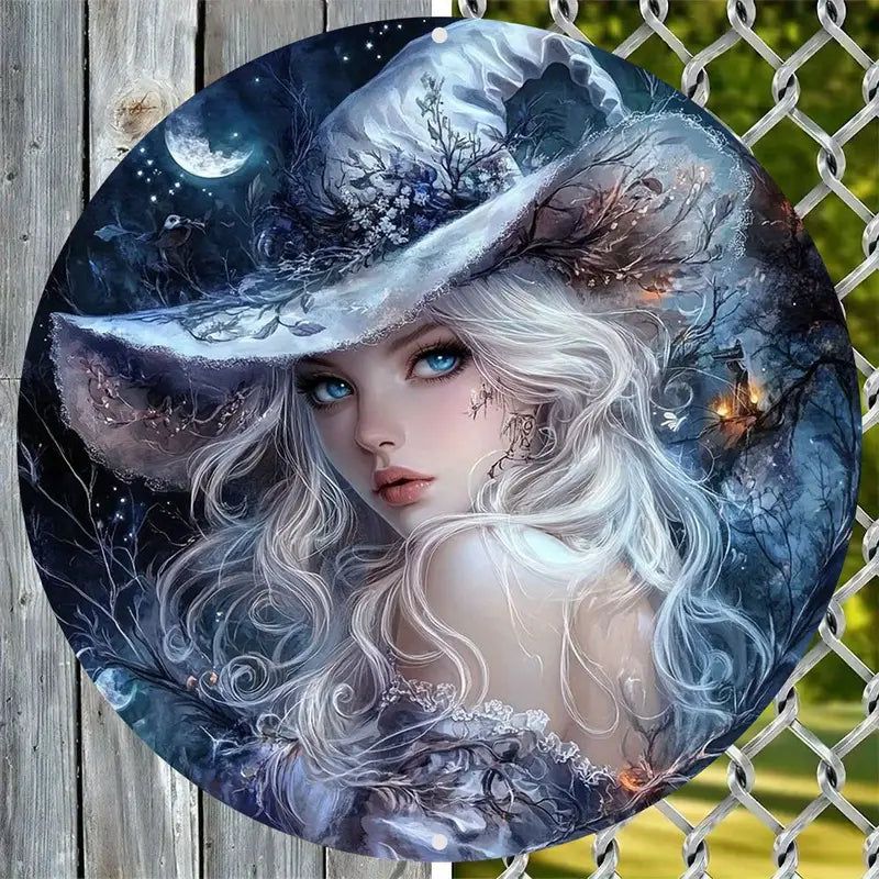 Gothic White Witch Metal Sign Mystic Home Decor-MoonChildWorld