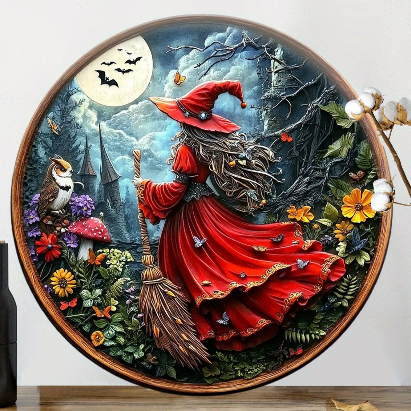 Christmas Witch Wall Art Wiccan Metal Sign for Pagan Yule Home Decorations-MoonChildWorld