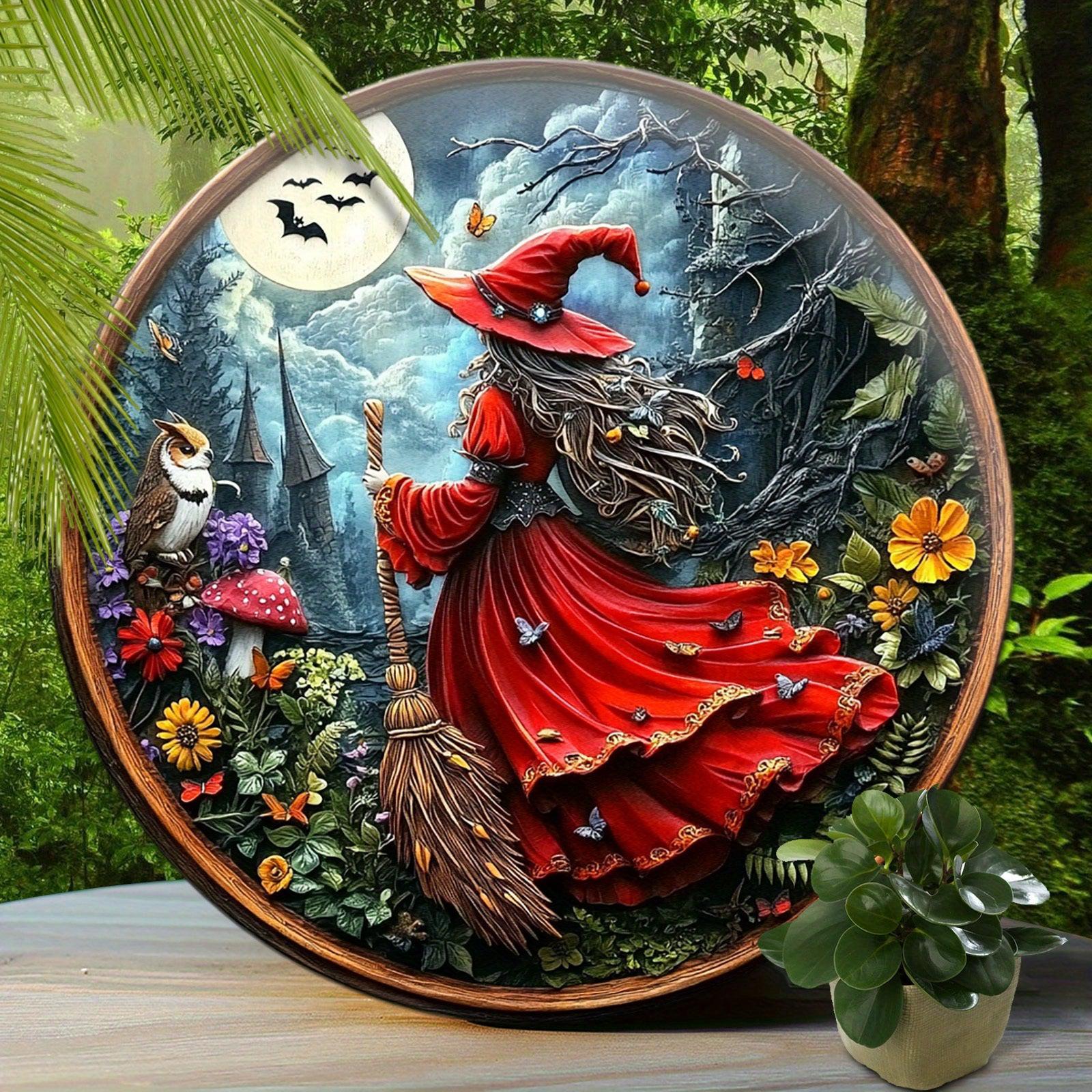 Christmas Witch Wall Art Wiccan Metal Sign for Pagan Yule Home Decorations-MoonChildWorld