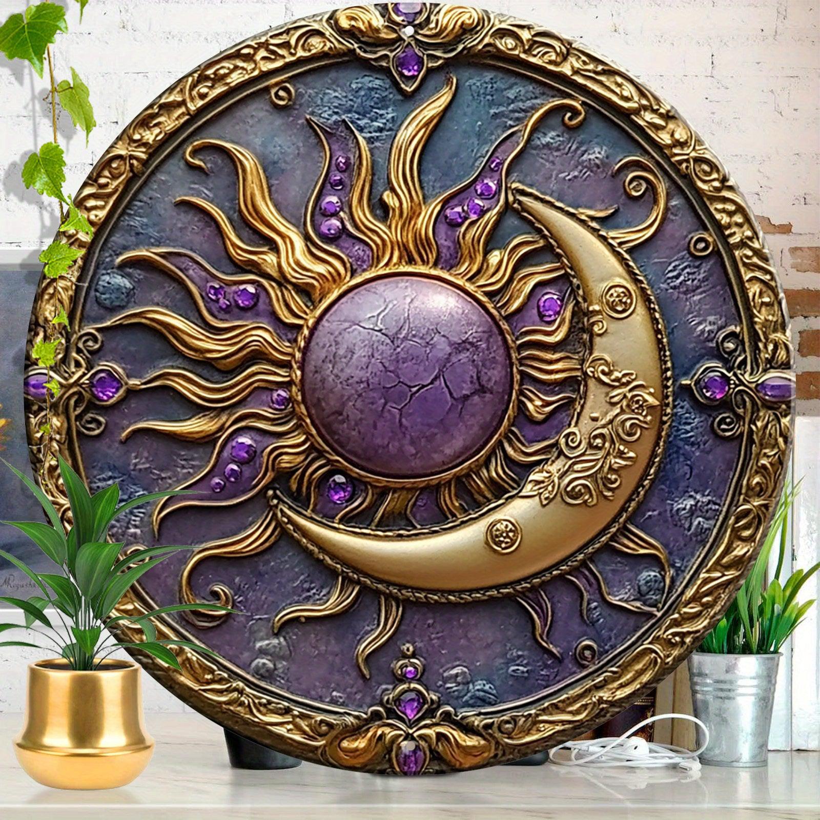 Sun and Moon Wall Art Celestial Metal Sign for Wicca Pagan Yule Decorations-MoonChildWorld