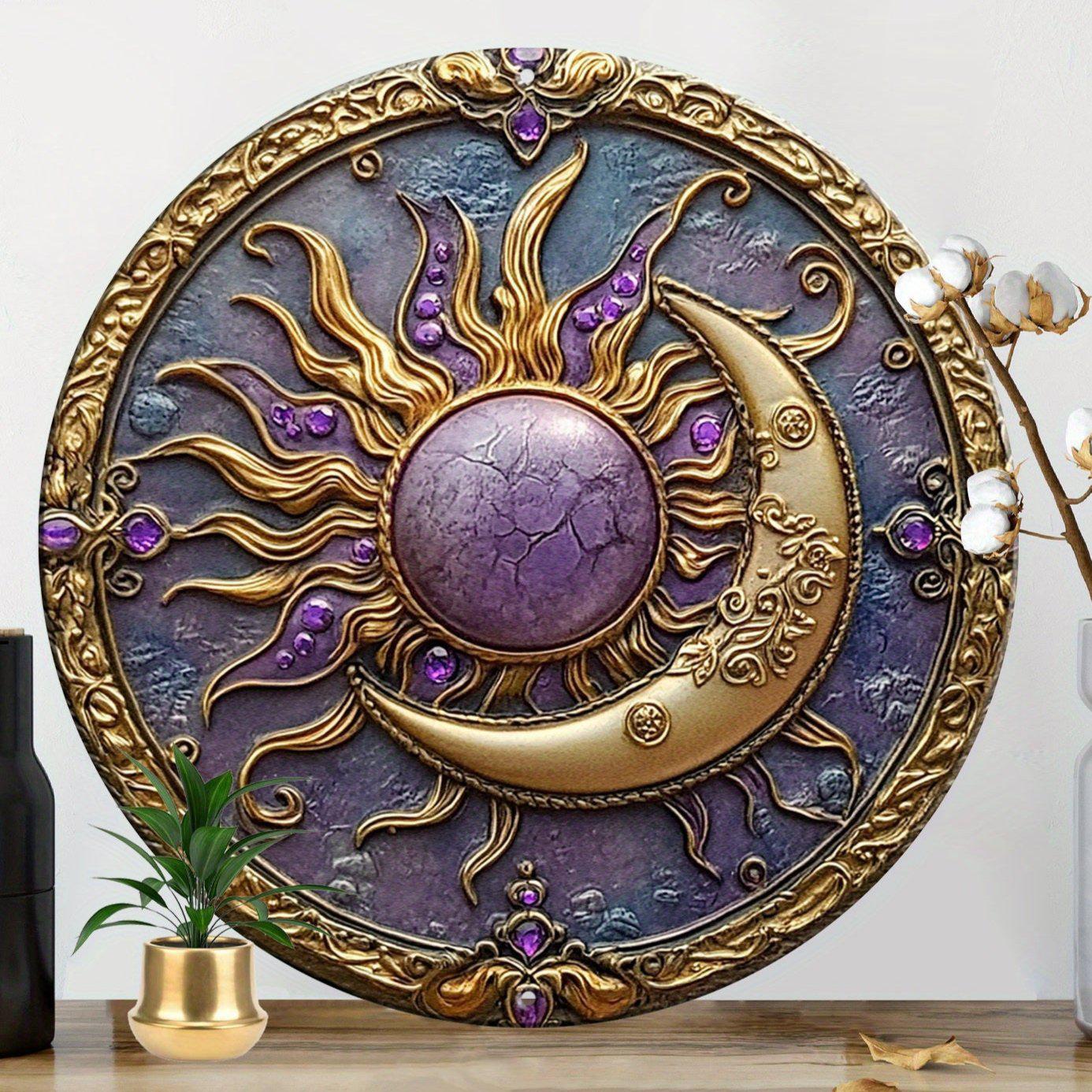 Sun and Moon Wall Art Celestial Metal Sign for Wicca Pagan Yule Decorations-MoonChildWorld