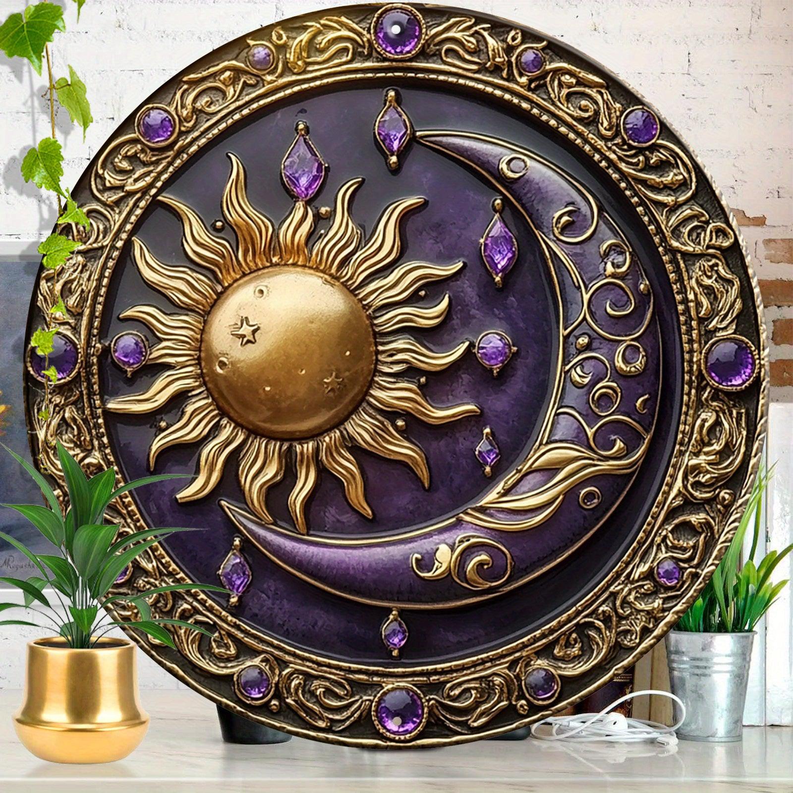 Sun and Moon Wall Art Celestial Metal Sign for Wicca Pagan Yule Decorations-MoonChildWorld