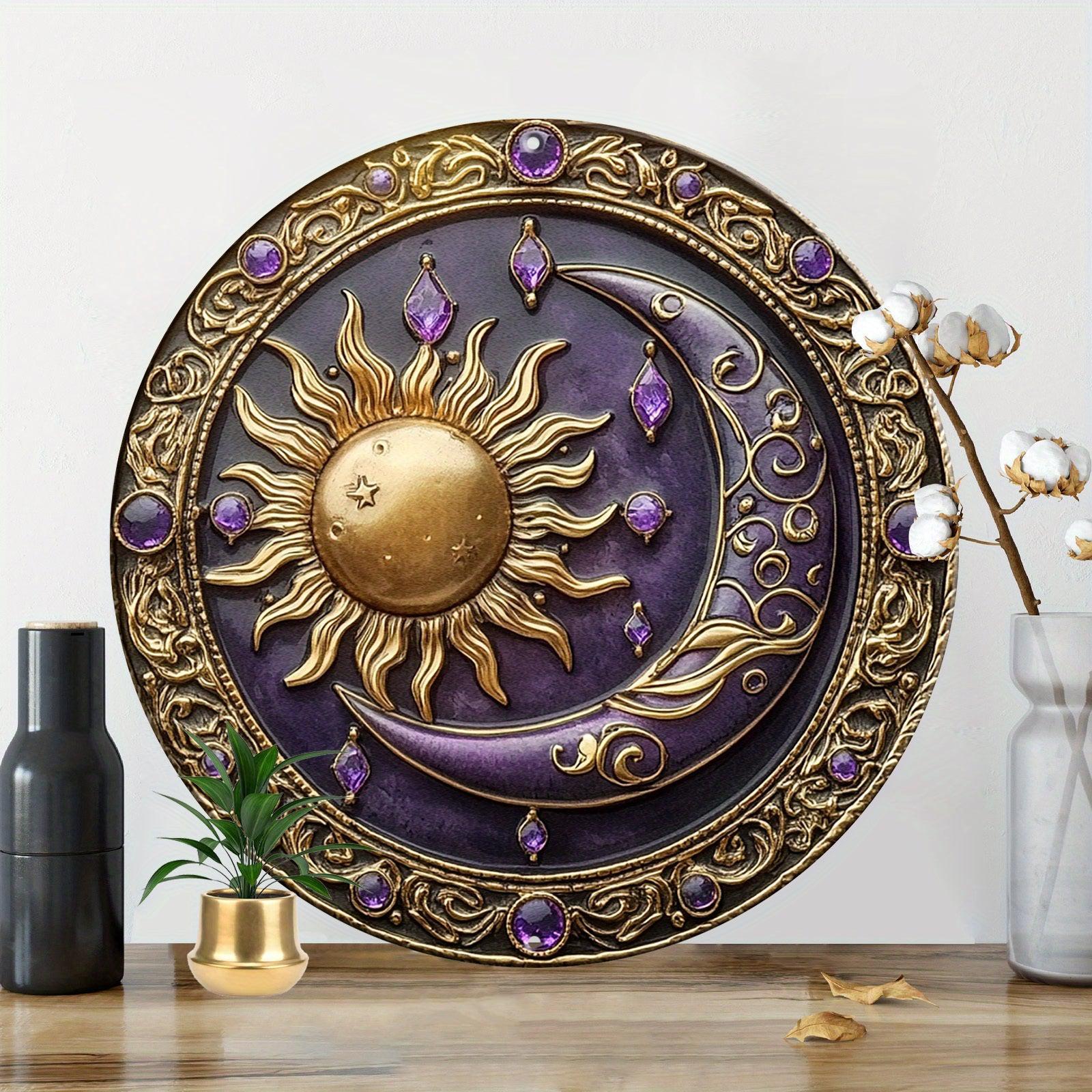 Sun and Moon Wall Art Celestial Metal Sign for Wicca Pagan Yule Decorations-MoonChildWorld