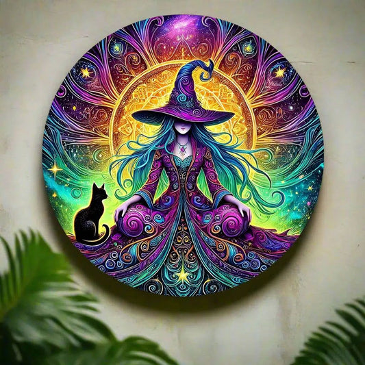 Mystic Witch Wall Sign Witch Yoga Meditation Home Decor Witchy Metal Sign