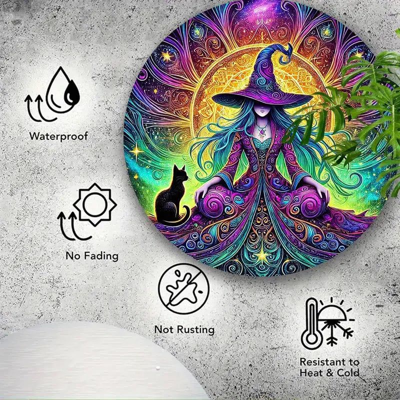 Mystic Witch Wall Sign Witch Yoga Meditation Home Decor Witchy Metal Sign-MoonChildWorld