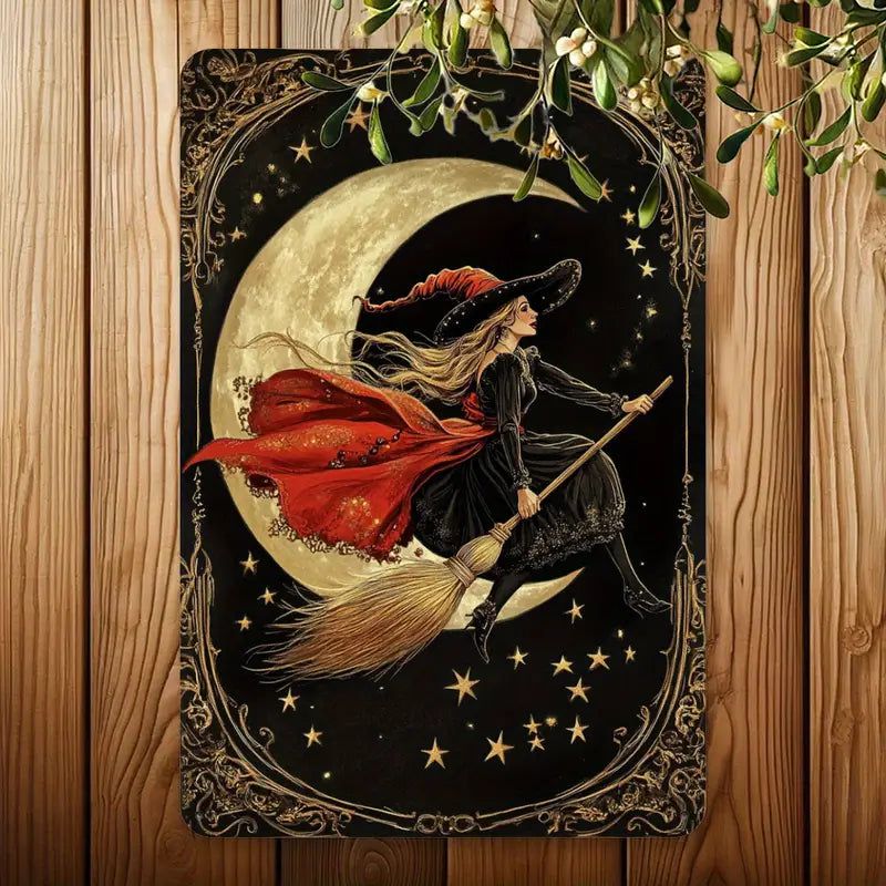 Christmas Witch Wall Art Witchy Metal Sign for Yule-MoonChildWorld