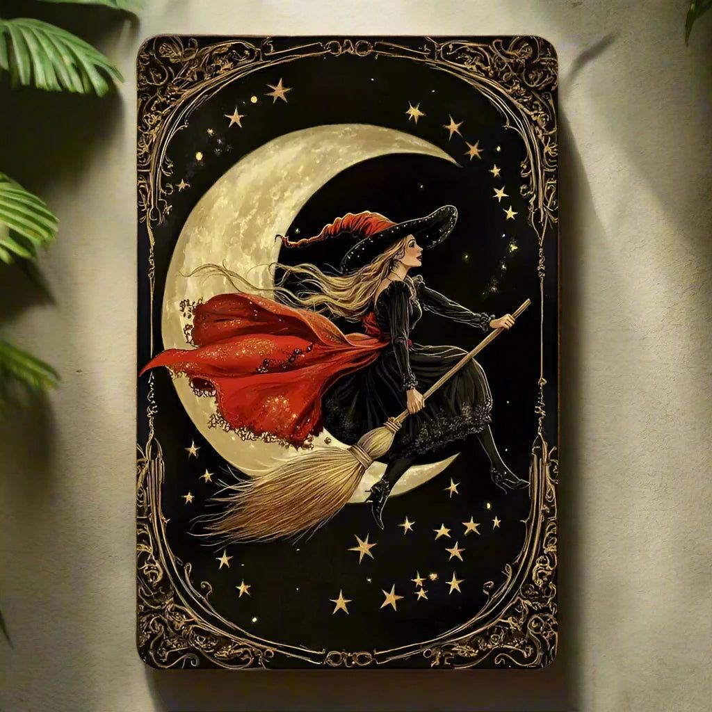 Christmas Witch Wall Art Witchy Metal Sign for Yule-MoonChildWorld