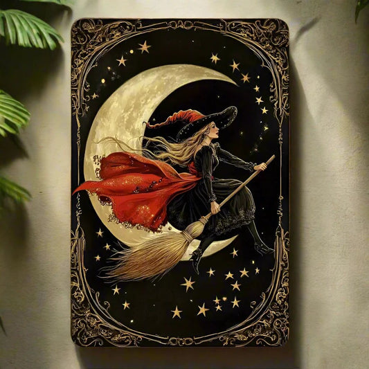 Christmas Witch Wall Art Witchy Metal Sign for Yule