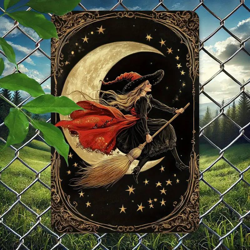 Christmas Witch Wall Art Witchy Metal Sign for Yule-MoonChildWorld