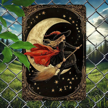 Christmas Witch Wall Art Witchy Metal Sign for Yule