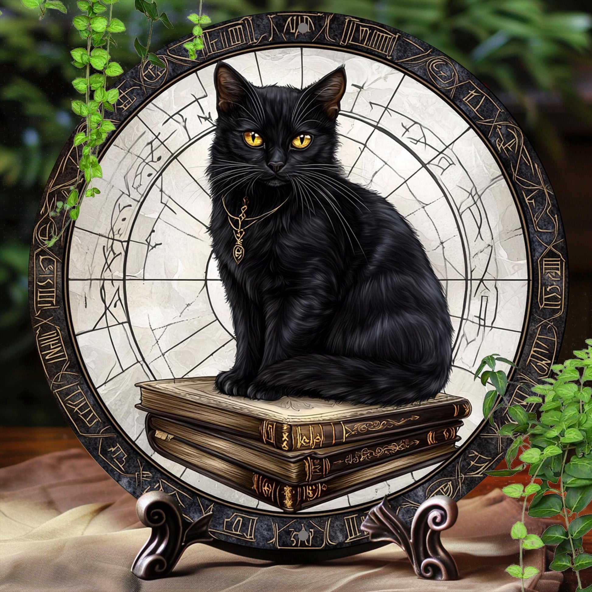 Charming Black Cat Witchy Metal Sign Wiccan Home Decor-MoonChildWorld