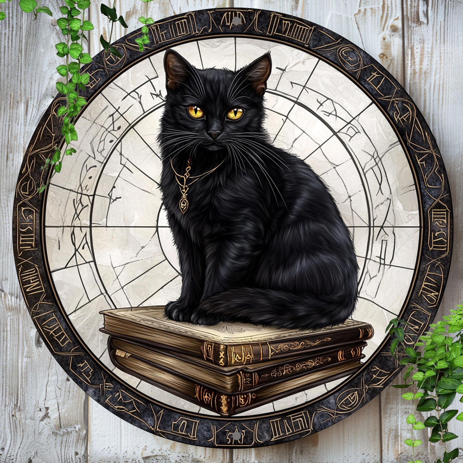 Charming Black Cat Witchy Metal Sign Wiccan Home Decor-MoonChildWorld