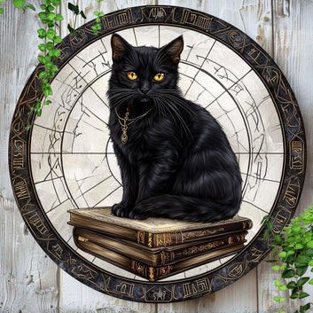 Charming Black Cat Witchy Metal Sign Wiccan Home Decor