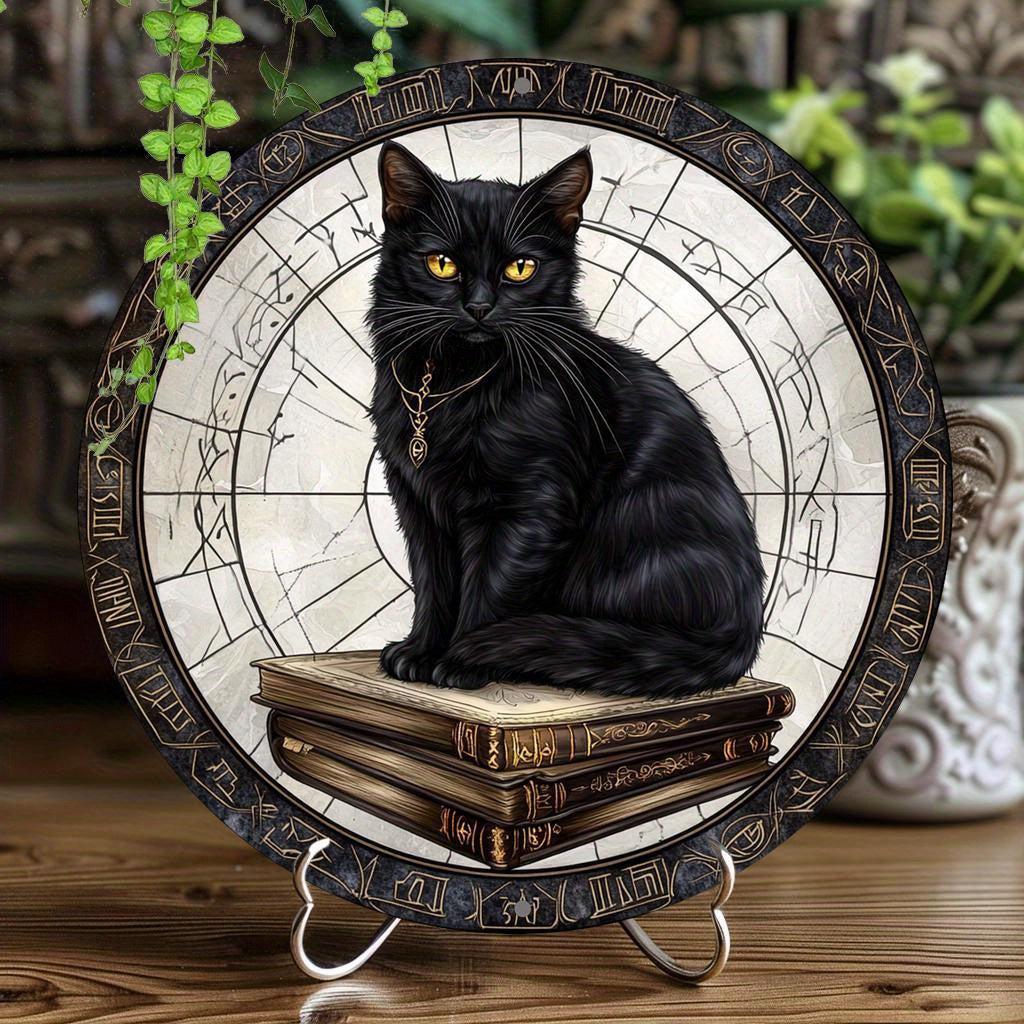 Charming Black Cat Witchy Metal Sign Wiccan Home Decor-MoonChildWorld