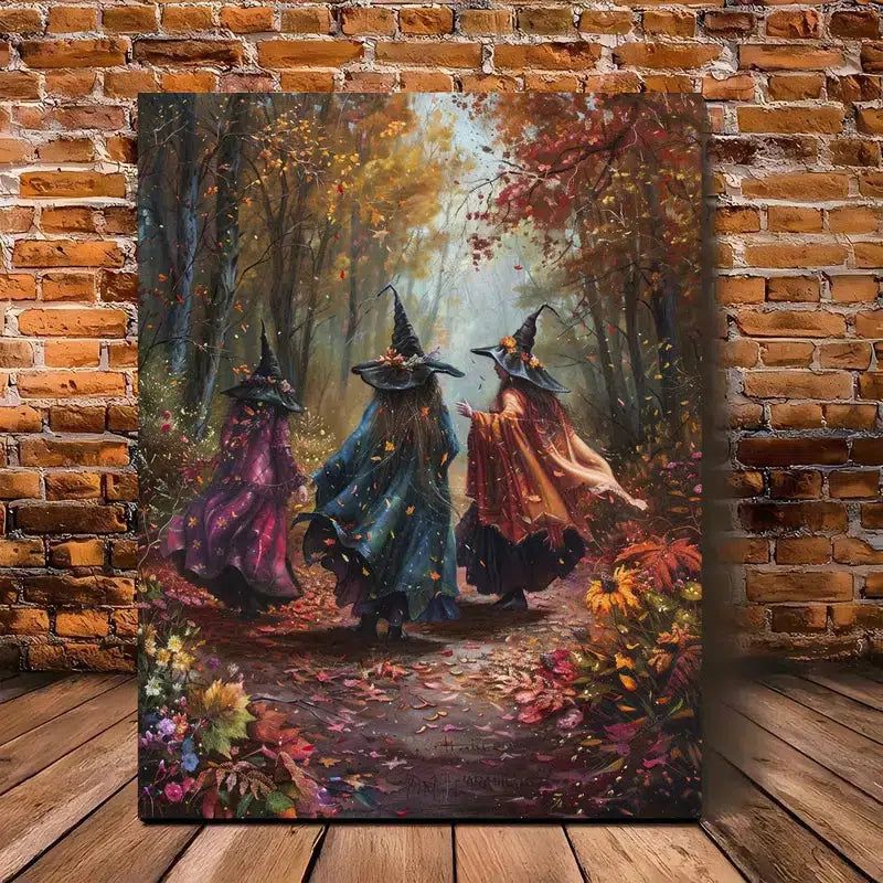 Forest Witches Wall Art Autumn Witch Metal Sign Halloween Home Decor-MoonChildWorld