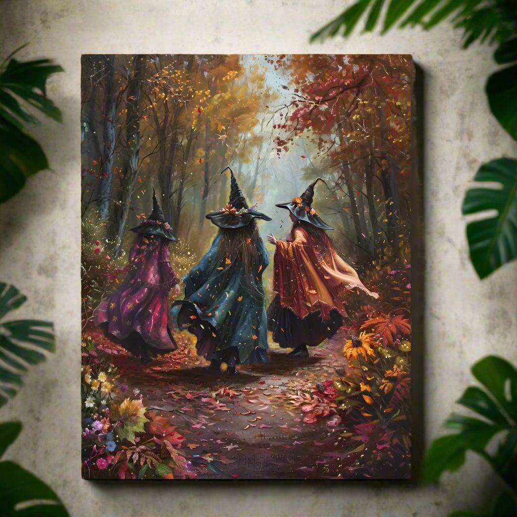 Forest Witches Wall Art Autumn Witch Metal Sign Halloween Home Decor-MoonChildWorld