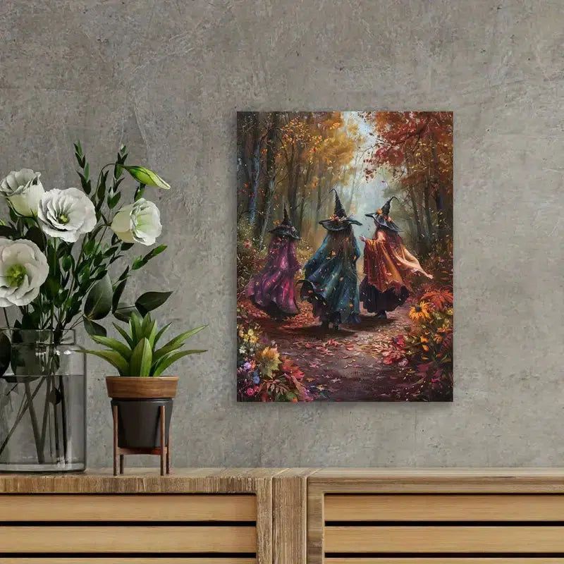 Forest Witches Wall Art Autumn Witch Metal Sign Halloween Home Decor-MoonChildWorld