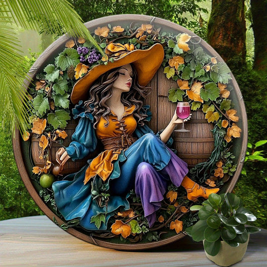 Charming Harvest Festival Witch Metal Sign Pagan Home Decor