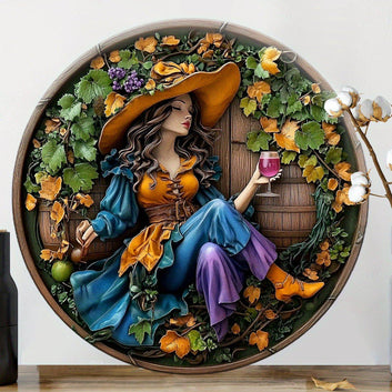 Charming Harvest Festival Witch Metal Sign Pagan Home Decor