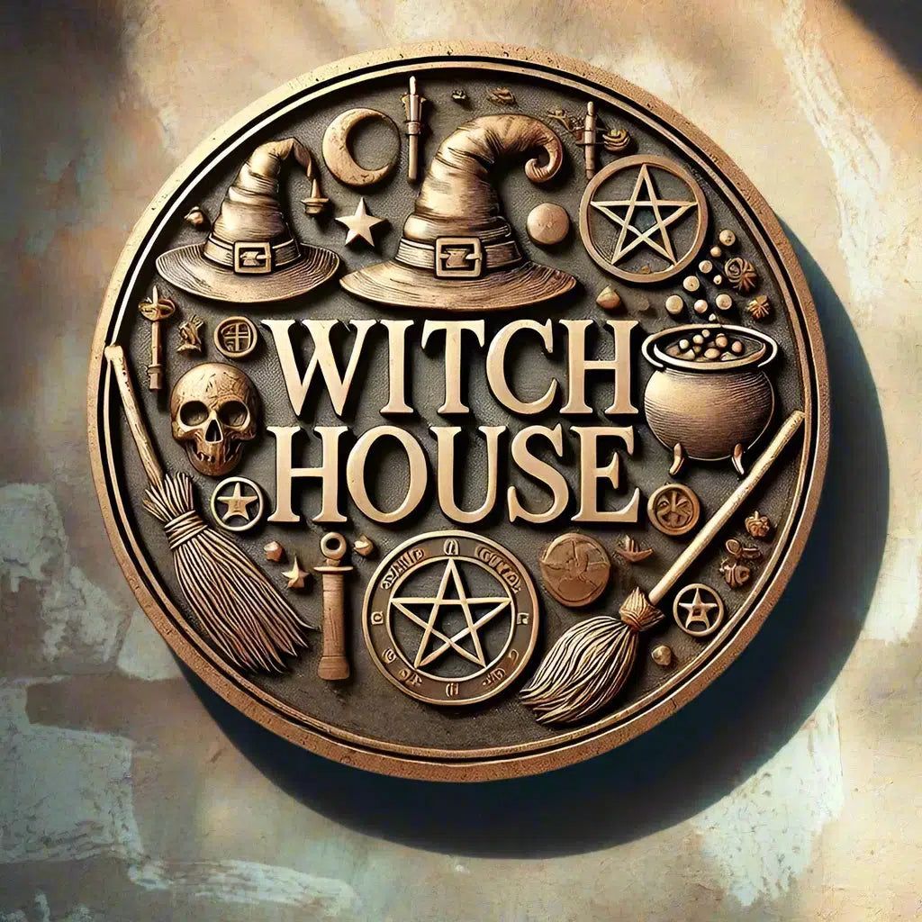 Whimsical Witch House Metal Sign for Halloween Decorations-MoonChildWorld