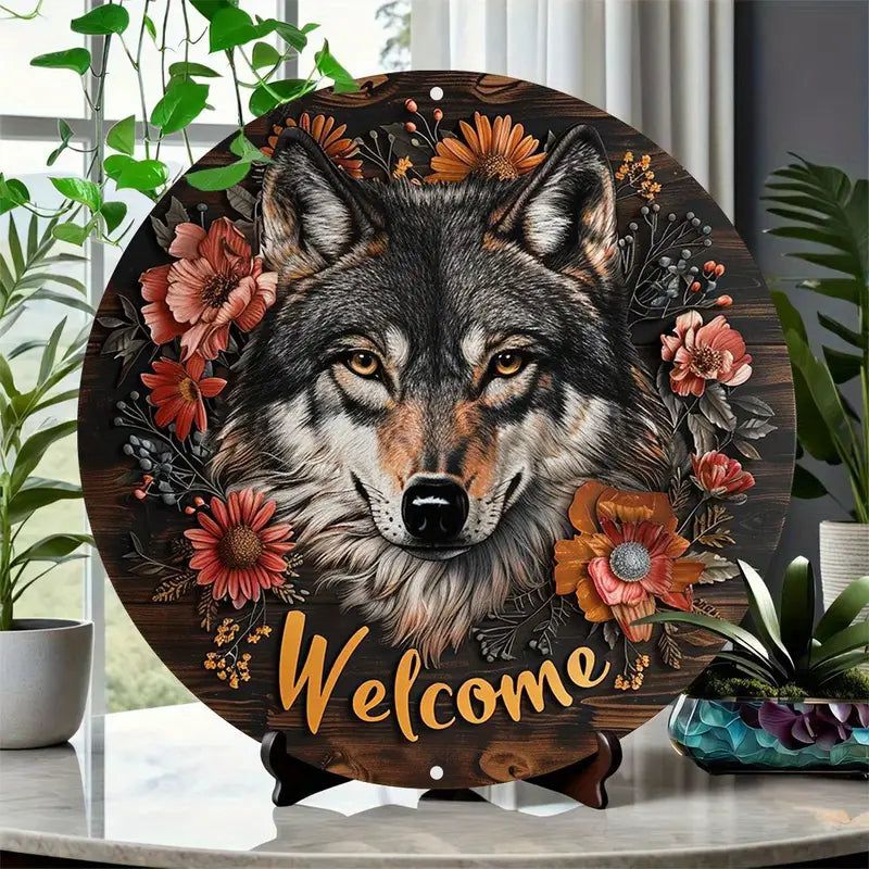 Welcome Wolf Metal Sign Spirit Animal Home Decor-MoonChildWorld