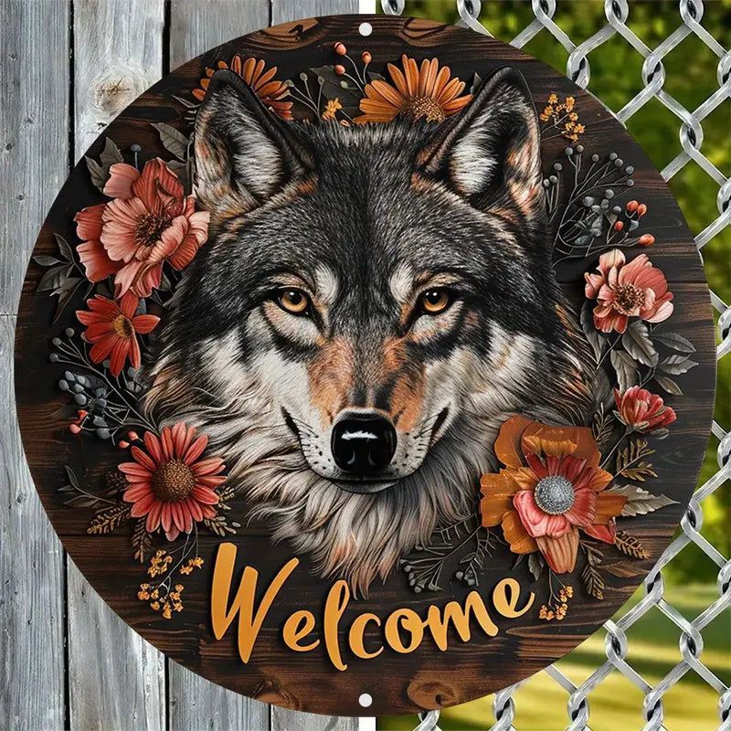 Welcome Wolf Metal Sign Spirit Animal Home Decor-MoonChildWorld